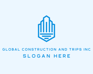 Skyscraper - Tower Building Shield logo design