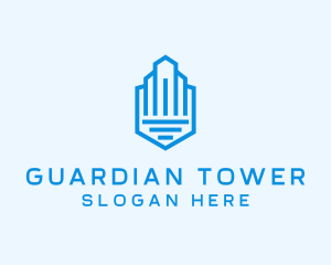 Tower Building Shield logo design