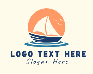 Maritime - Sunset Travel Boat logo design