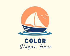 Fisherman - Sunset Travel Boat logo design