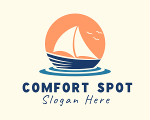 Sunset Travel Boat logo design