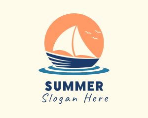 Sunset Travel Boat logo design