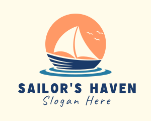 Sunset Travel Boat logo design