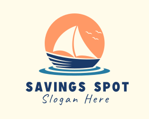 Sunset Travel Boat logo design