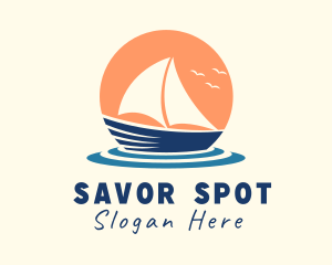 Sunset Travel Boat logo design