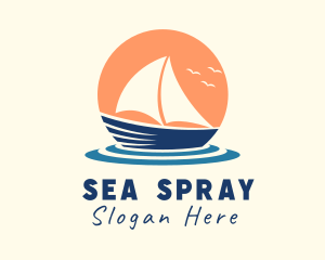 Sunset Travel Boat logo design