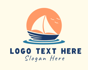 Sunset Travel Boat Logo