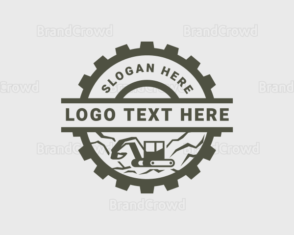 Excavator Gear Digging Construction Logo