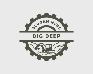 Excavator Gear Digging Construction logo design