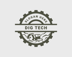 Excavator Gear Digging Construction logo design