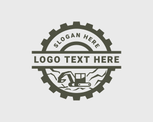 Excavator Gear Digging Construction Logo