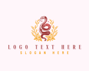 Snake - Boho Flower Snake logo design