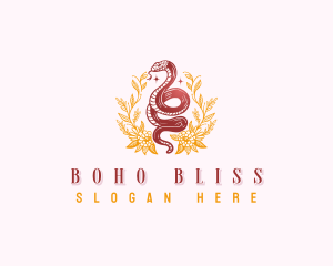 Boho Flower Snake logo design