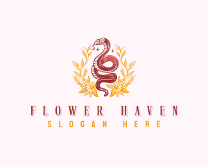 Boho Flower Snake logo design