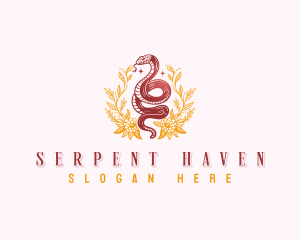 Boho Flower Snake logo design