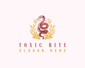 Boho Flower Snake logo design