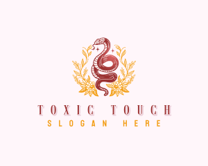 Boho Flower Snake logo design