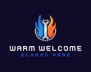 Mechanical Thermal Wrench logo design