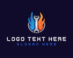 Burning - Mechanical Thermal Wrench logo design