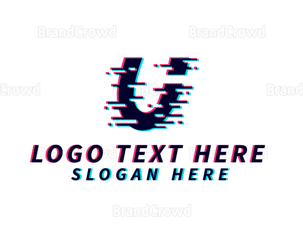 Glitch Pixel Letter U Logo