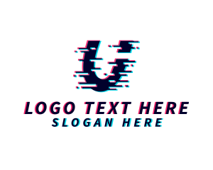 Computer - Glitch Pixel Letter U logo design