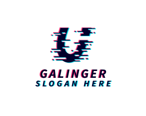 Glitch Pixel Letter U Logo