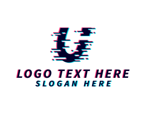 Dj - Glitch Pixel Letter U logo design
