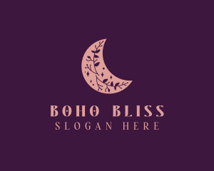 Floral Moon Crescent  logo design