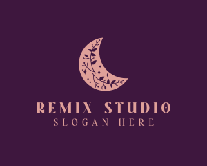 Floral Moon Crescent  logo design