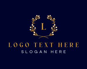 Organic - Floral Wreath Crest logo design