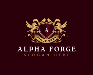 Luxury Stallion Pegasus Shield logo design