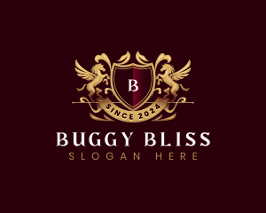 Luxury Stallion Pegasus Shield logo design