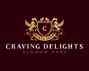 Luxury Stallion Pegasus Shield logo design