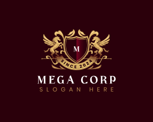 Luxury Stallion Pegasus Shield logo design