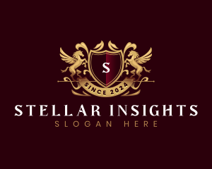 Luxury Stallion Pegasus Shield logo design