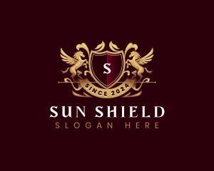 Luxury Stallion Pegasus Shield logo design