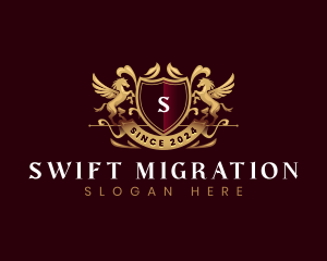 Luxury Stallion Pegasus Shield logo design