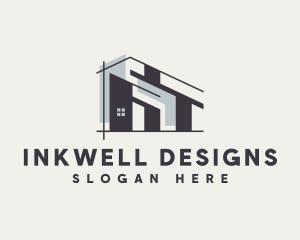 Architecture House Blueprint logo design