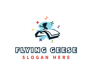 Child Flying Book logo design