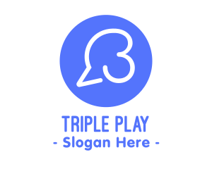 Three - Speech Bubble Number 3 logo design