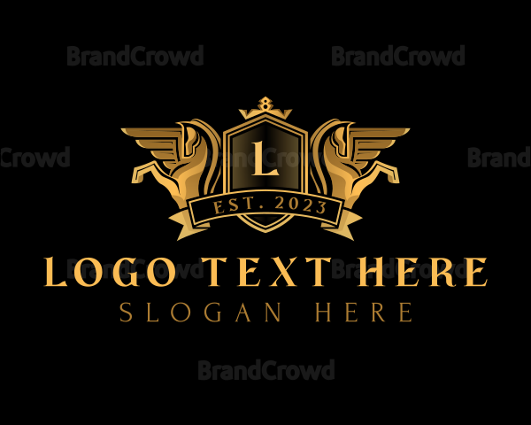 Luxury Crown Pegasus Logo