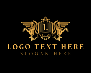Shield - Luxury Crown Pegasus logo design