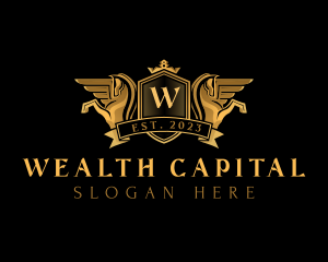 Luxury Crown Pegasus logo design