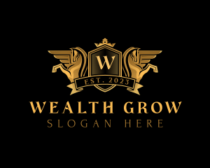 Luxury Crown Pegasus logo design