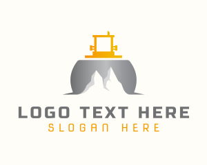 Construction Worker - Mountain Bulldozer Contractor logo design