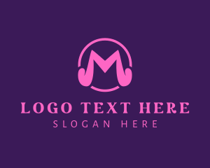 Music Label - Pink Feminine Letter M logo design
