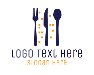 Dine - City Lights Food Cutlery logo design