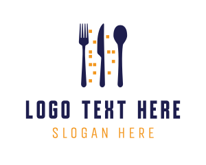 Cafe - City Lights Restaurant Cutlery logo design