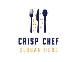 City Lights Restaurant Cutlery logo design