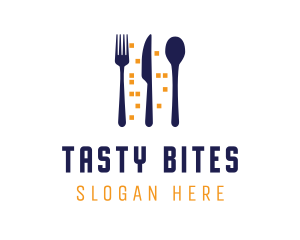 Meal - City Lights Restaurant Cutlery logo design